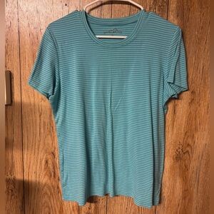 Eddie Bauer Aqua Striped Short Sleeve Tee